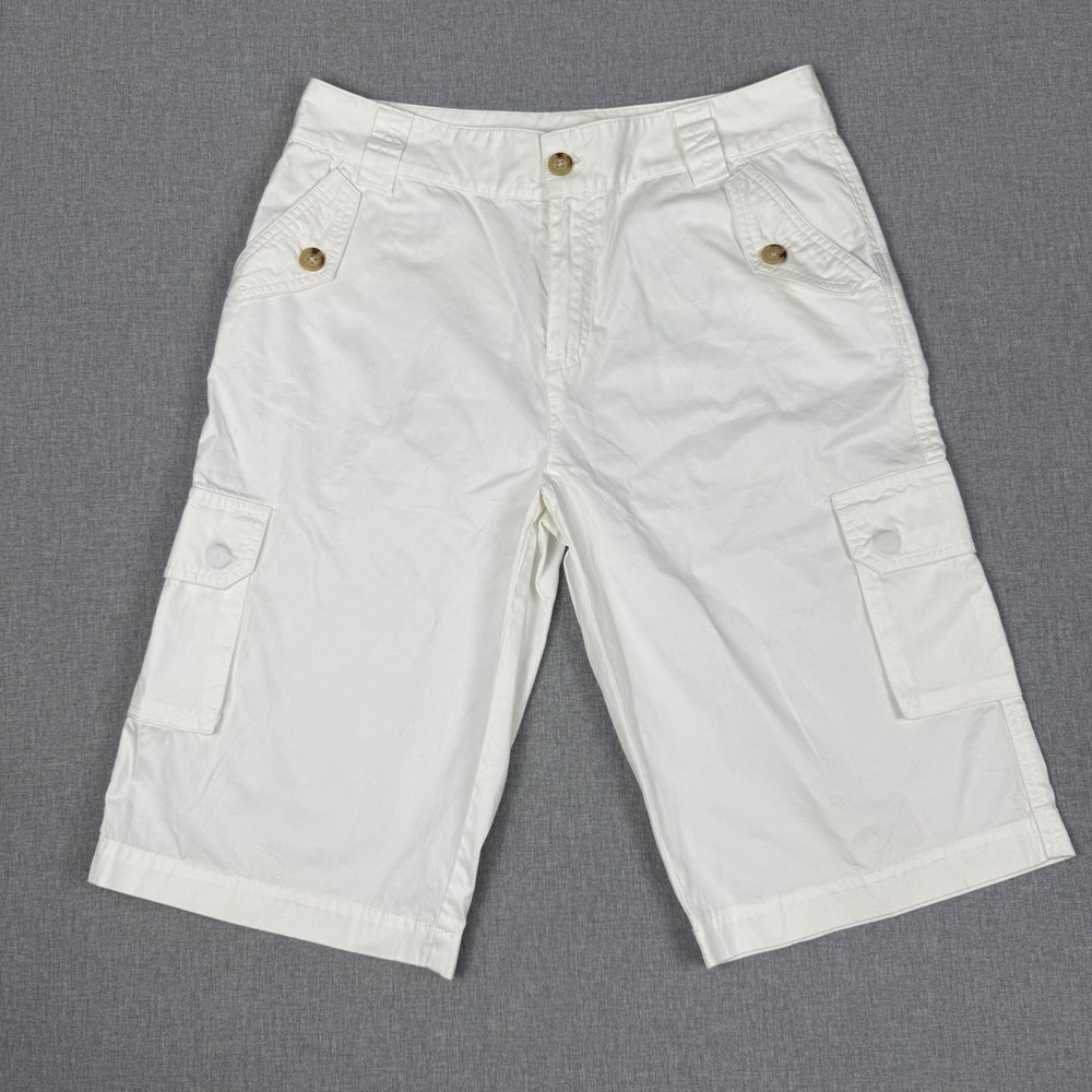 Lauren Ralph Lauren White Cotton Cargo Bermuda Shorts Size 6 Preppy Casual